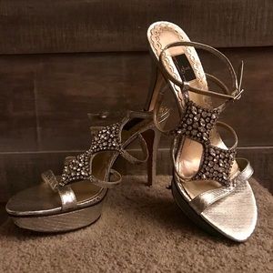 Glint Silver Snake Heels With Rhinestones 9M